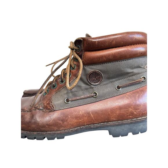 Vintage Timberland Men’s Brown/Green Leather Moc Toe Chukka Boots Size 11W main image 12